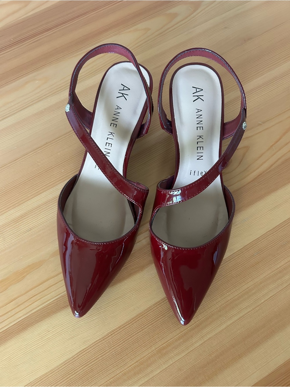 Anne Klein iflex Burgundy Pointed-Toe Slingback Pumps